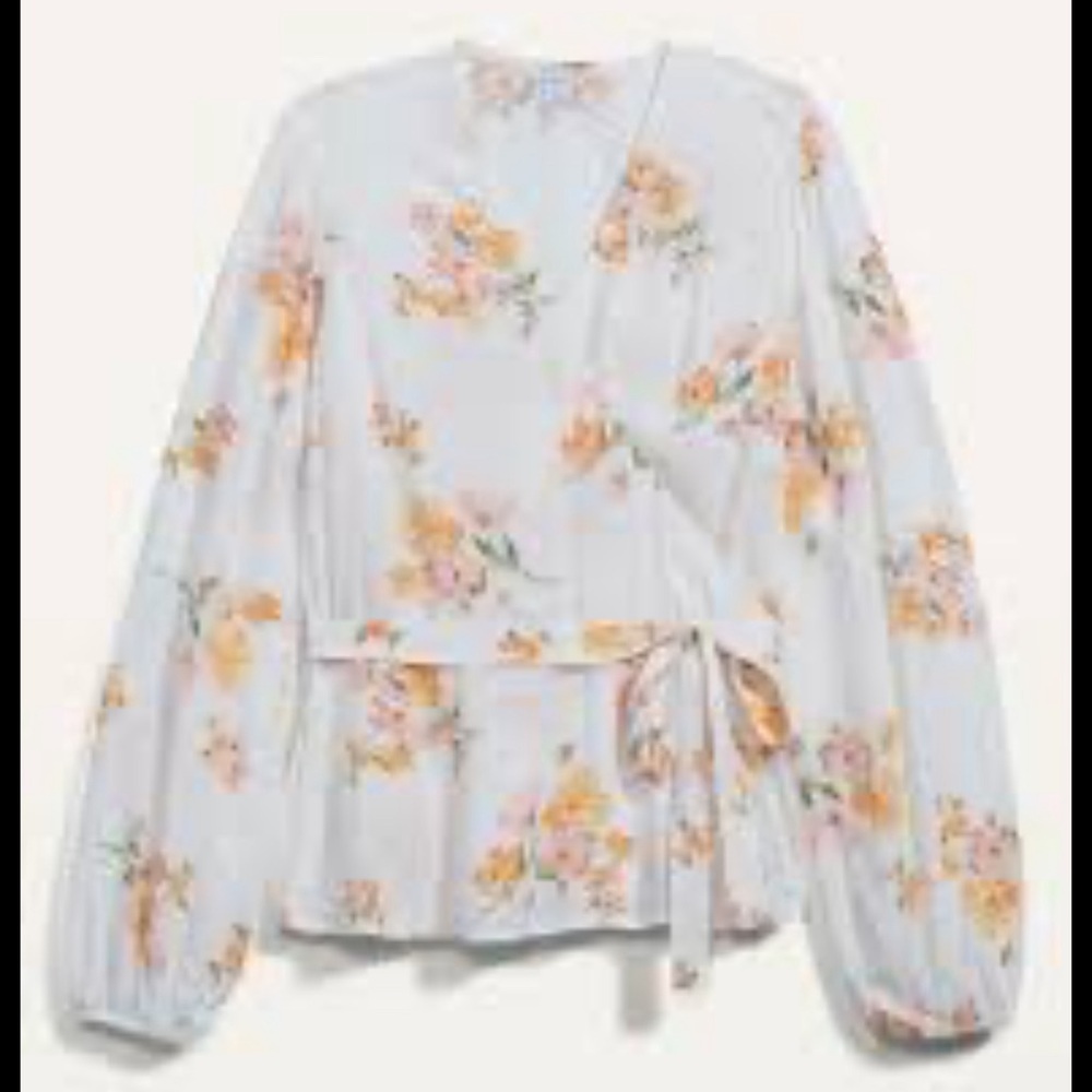 Old Navy Floral Print Tie-Belt Wrap Blouse - Size XL - Cottagecore Chic - Picture 2 of 16